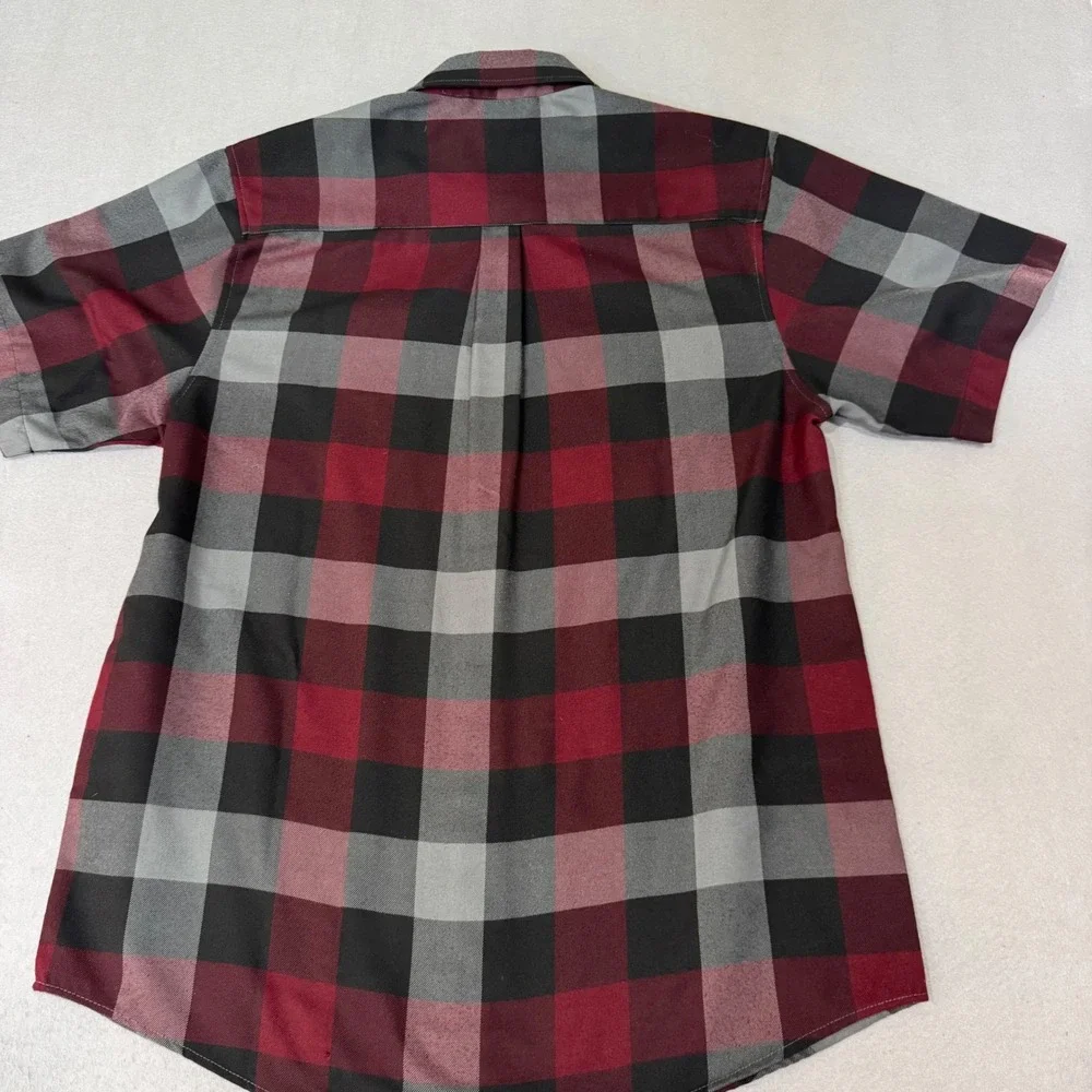 Dixxon Flannel The Brawler Shirt Men L Red Grey Black Buffalo Plaid Short Sleeve